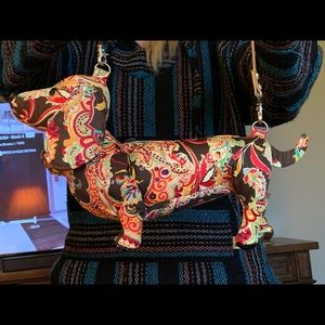 Dais chains Weiner Dog Purse Fuzzy Nation Fabric!!